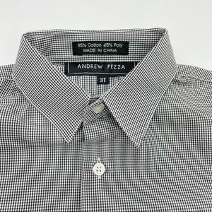 Andrew Fezza Checkered Button-Up Child’s Shirt Black White Gingham 3T Boys Girls